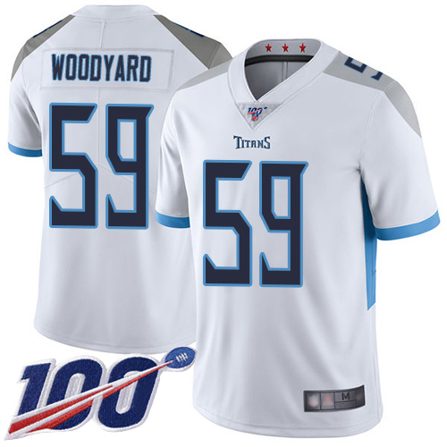 Tennessee Titans Limited White Men Wesley Woodyard Road Jersey NFL Football #59 100th Season Vapor Untouchable->women nfl jersey->Women Jersey